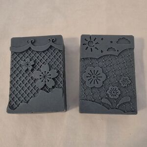 Floral Embossed Gray Soap Bars